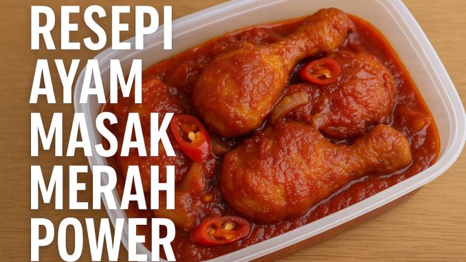 hidangan ayam masak merah pekat dalam pinggan putih