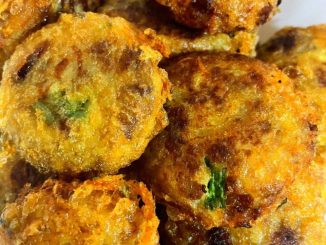 Begedil simple goreng keemasan lembut di dalam