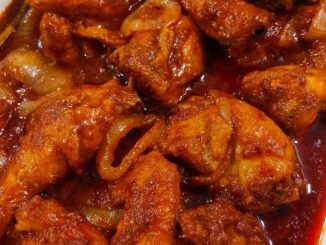 Ayam sambal pedas manis bersama nasi lemak dan timun