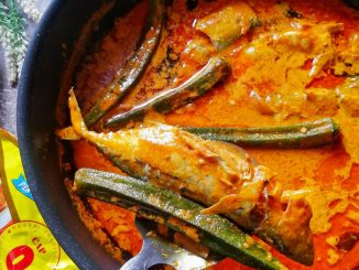 Gulai ikan temenung kuah pekat bersama bendi dan rempah tumis gaya Kuala Kedah