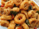 Sotong goreng rangup bersama tumisan bawang putih, cili api merah dan pes telur masin yang sedap dan beraroma