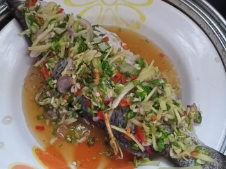 ikan siakap stim limau ala Thai