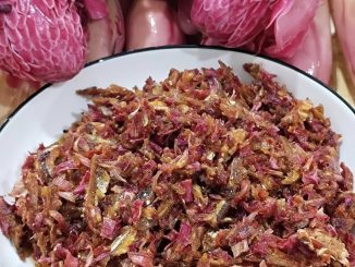 sambal bunga kantan pedas rangup bersama ikan bilis